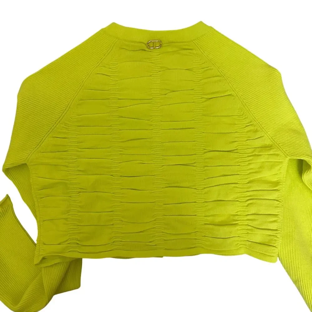 Twinset Girls' Shirred Cardigan In Yellow Neon Size 14 Brand New - Picture 5 of 13